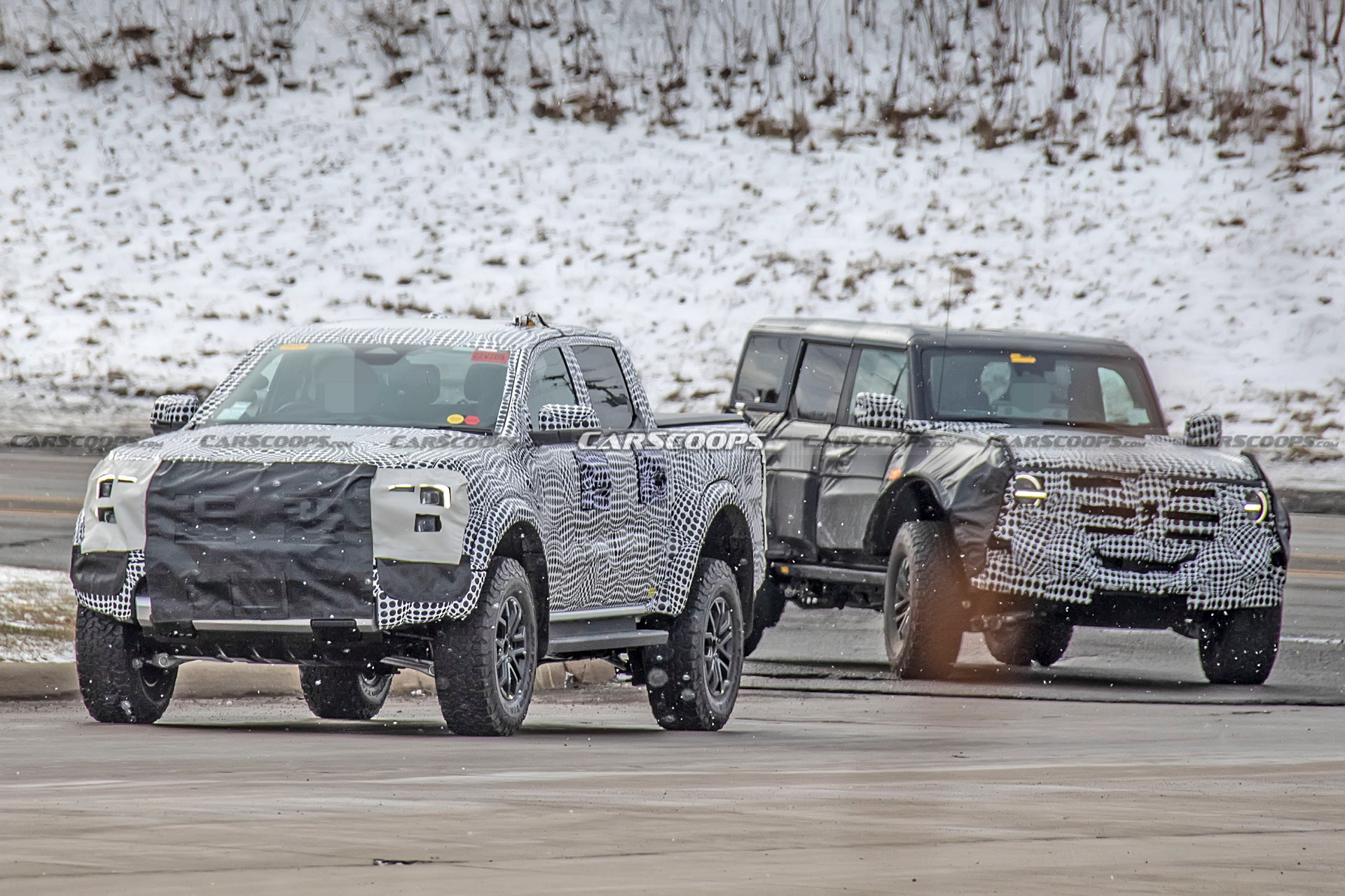 Ford’s Next-Gen Ranger Raptor Makes Spy Debut Next To Bronco Warthog