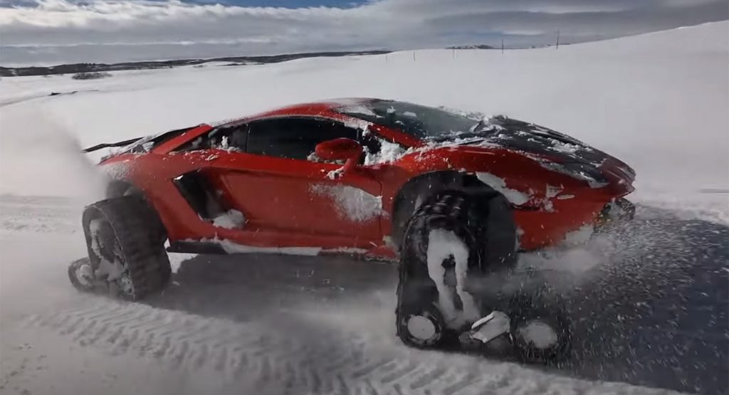  Let’s Put A Lamborghini Aventador On Snow Tracks, What Could Go Wrong?