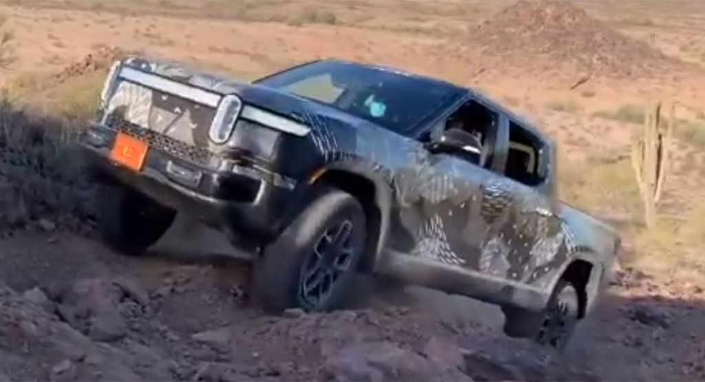  Watch Rivian’s Electric R1T Pickup Truck Tackle Some Steep Terrain
