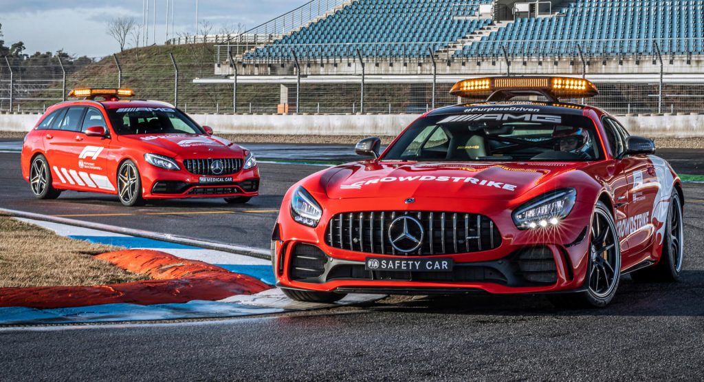 Mercedes Amg Gt R C63 S Safety And Medical Cars Get New Attire For 2021 F1 Season Carscoops
