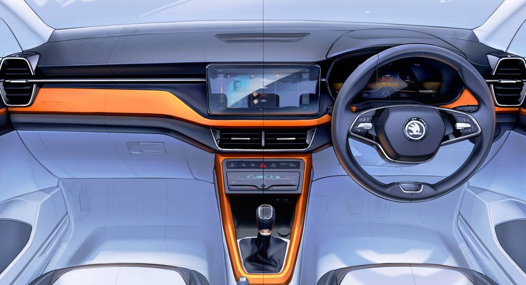  Skoda Kushaq Shows Youthful Interior In Official Design Sketches