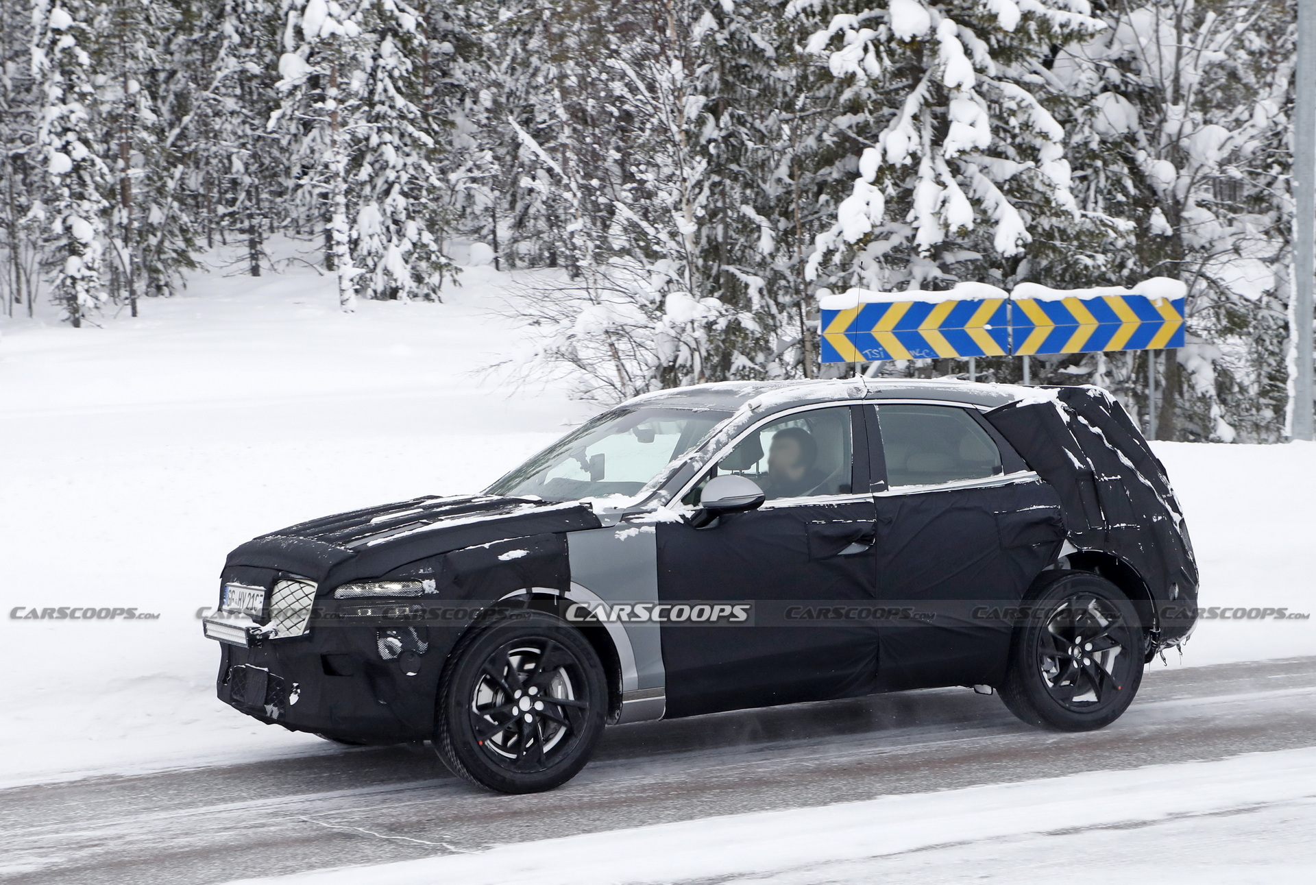 Electrified Genesis GV70 Caught Catching Some Late Winter Testing In Sweden