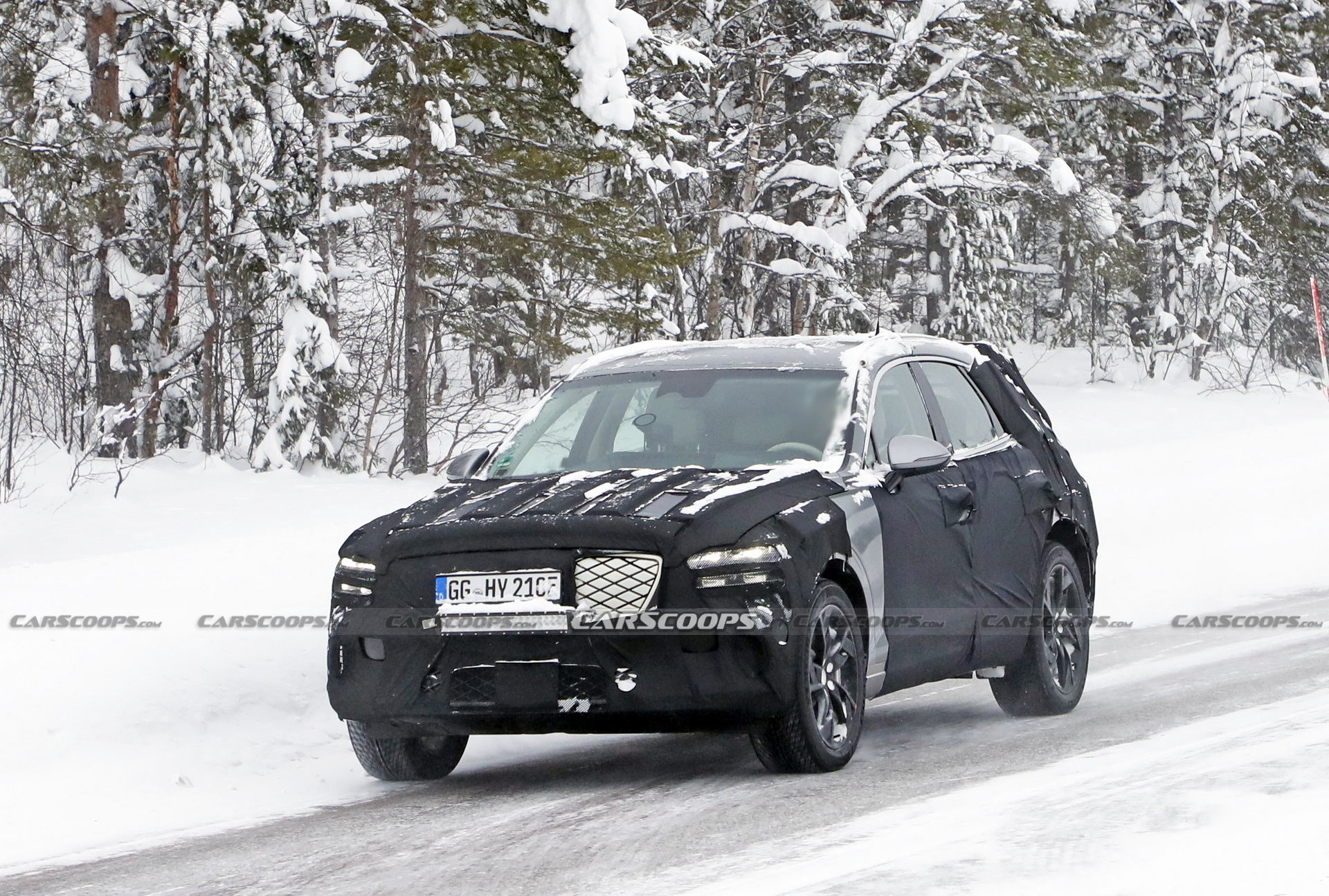 Electrified Genesis GV70 Caught Catching Some Late Winter Testing In Sweden