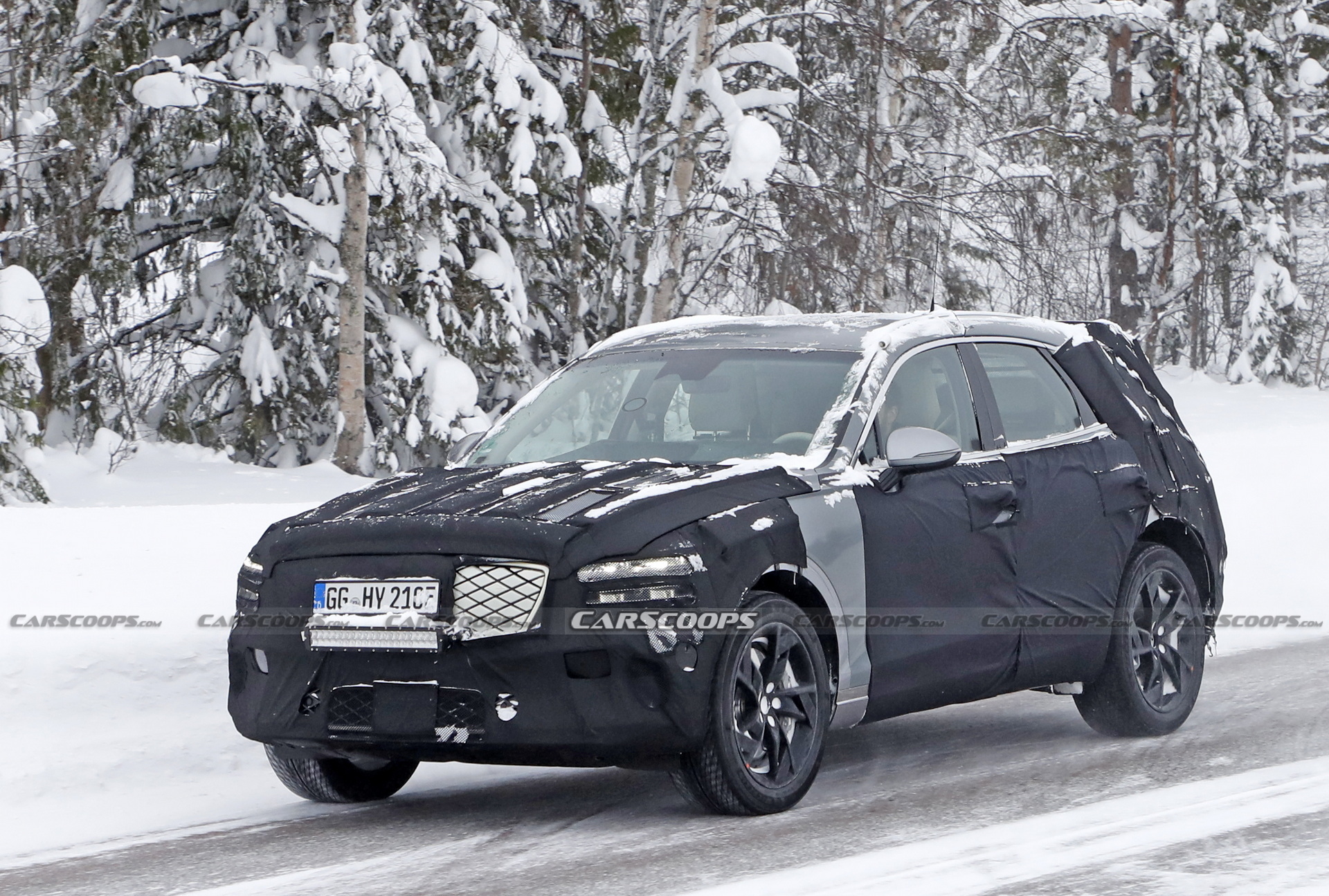Electrified Genesis GV70 Caught Catching Some Late Winter Testing In Sweden