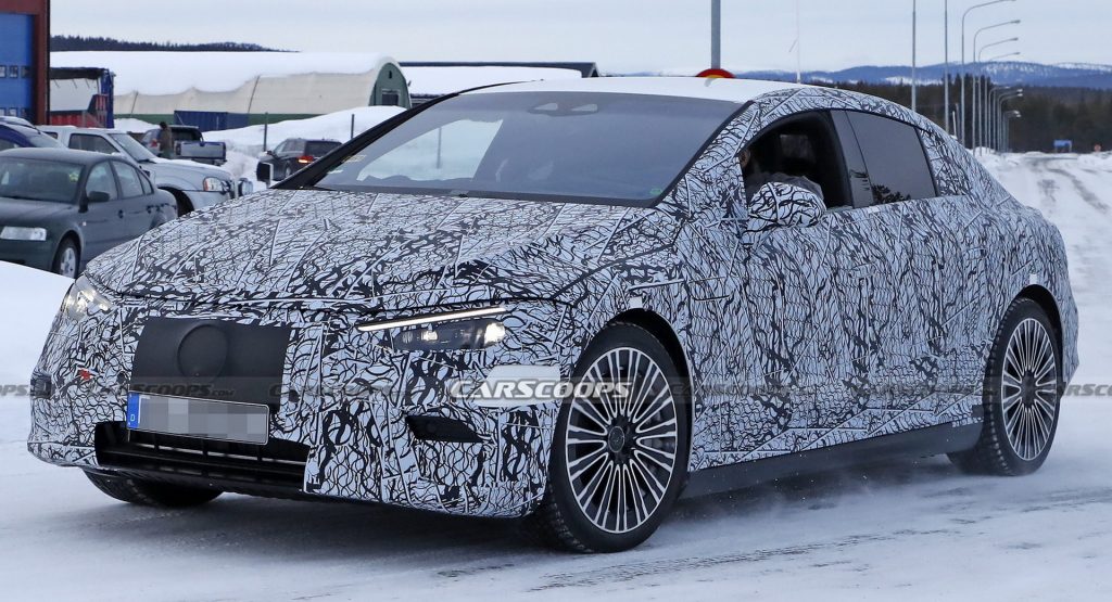  New Spy Shots Of Electric Mercedes EQE Reveal More Of Its Fluid Styling