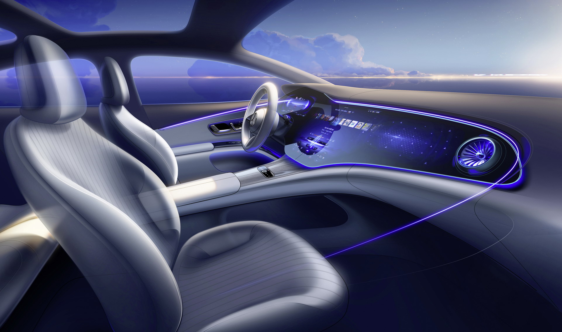 The 2022 Mercedes-Benz EQS Flagship Electric Sedan Has A Bonkers 56″ Curved Screen Dash