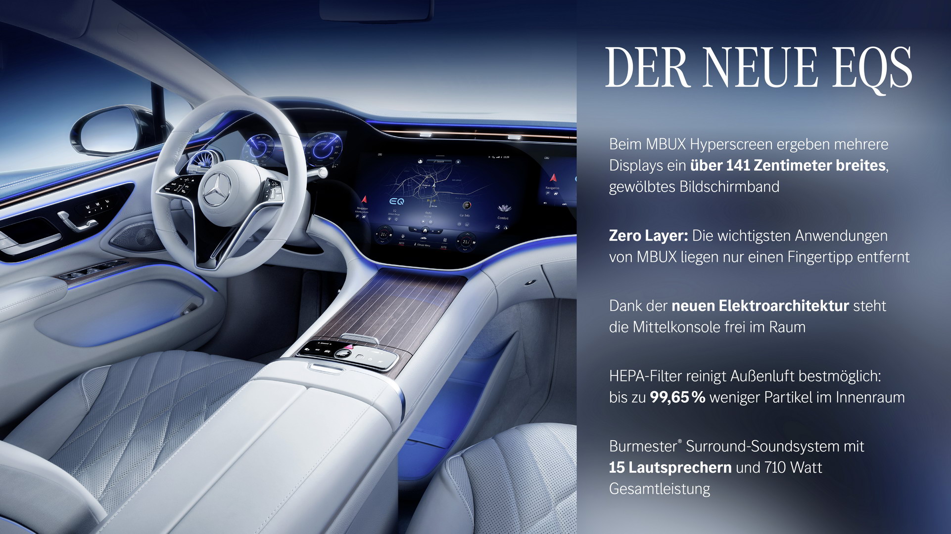 The 2022 Mercedes-Benz EQS Flagship Electric Sedan Has A Bonkers 56″ Curved Screen Dash