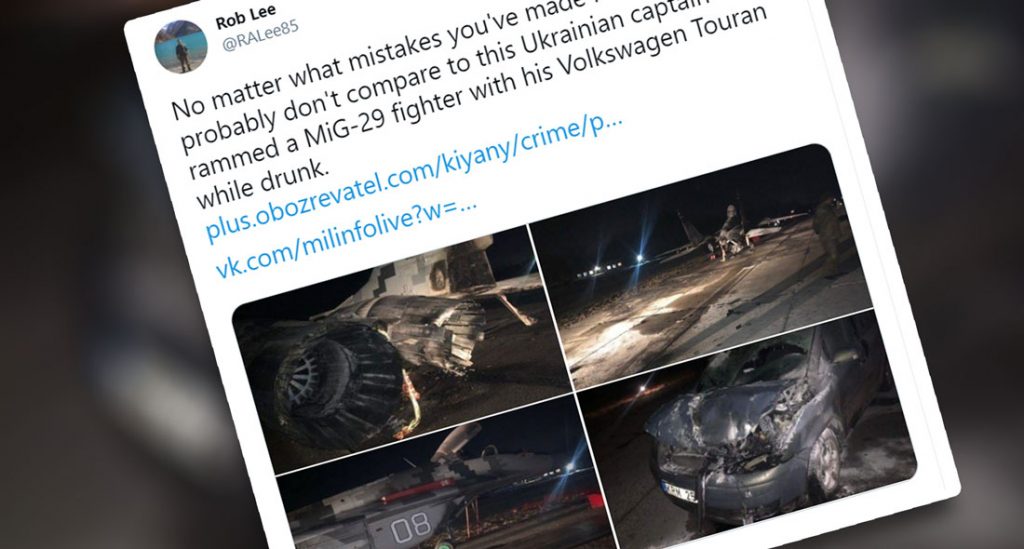 Drunk Driver Crashes Into A Ukrainian MiG-29 Fighter Jet