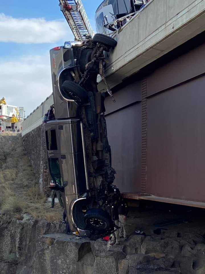 Pickup Truck Left Dangling Above Idaho Gorge In Terrifying Accident