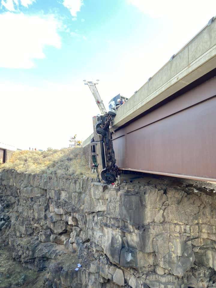 Pickup Truck Left Dangling Above Idaho Gorge In Terrifying Accident