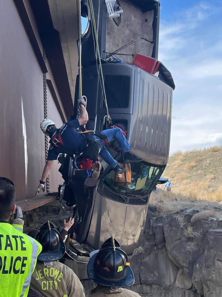 Pickup Truck Left Dangling Above Idaho Gorge In Terrifying Accident