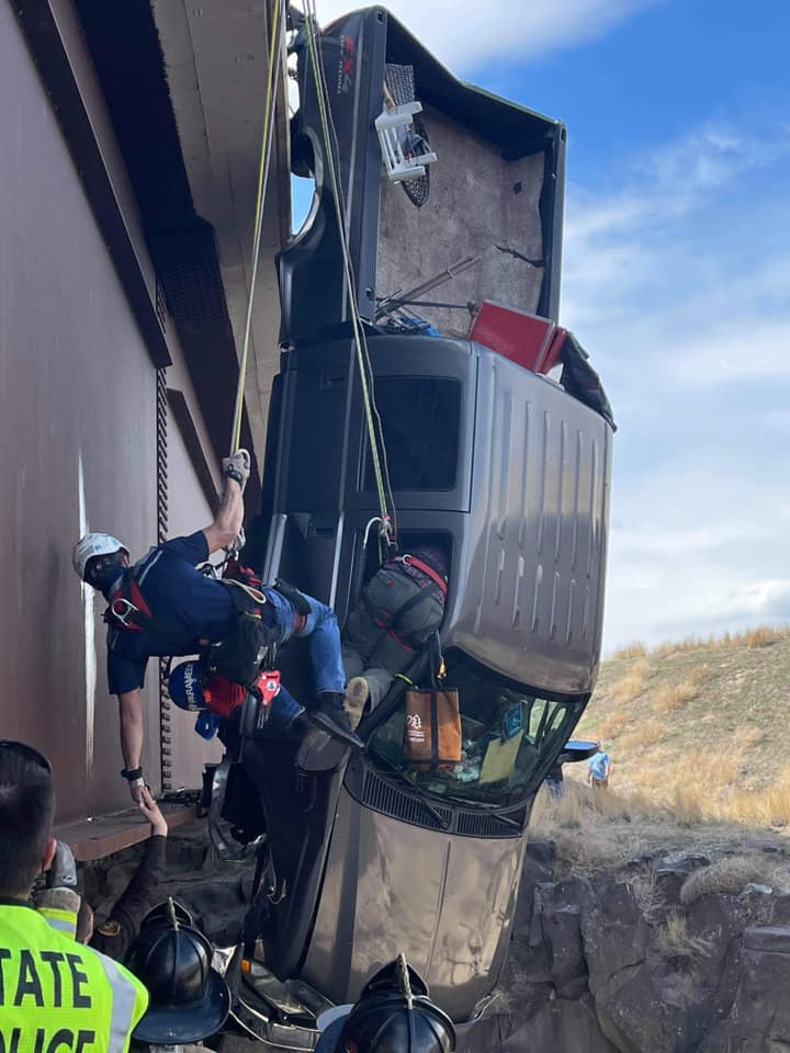 Pickup Truck Left Dangling Above Idaho Gorge In Terrifying Accident