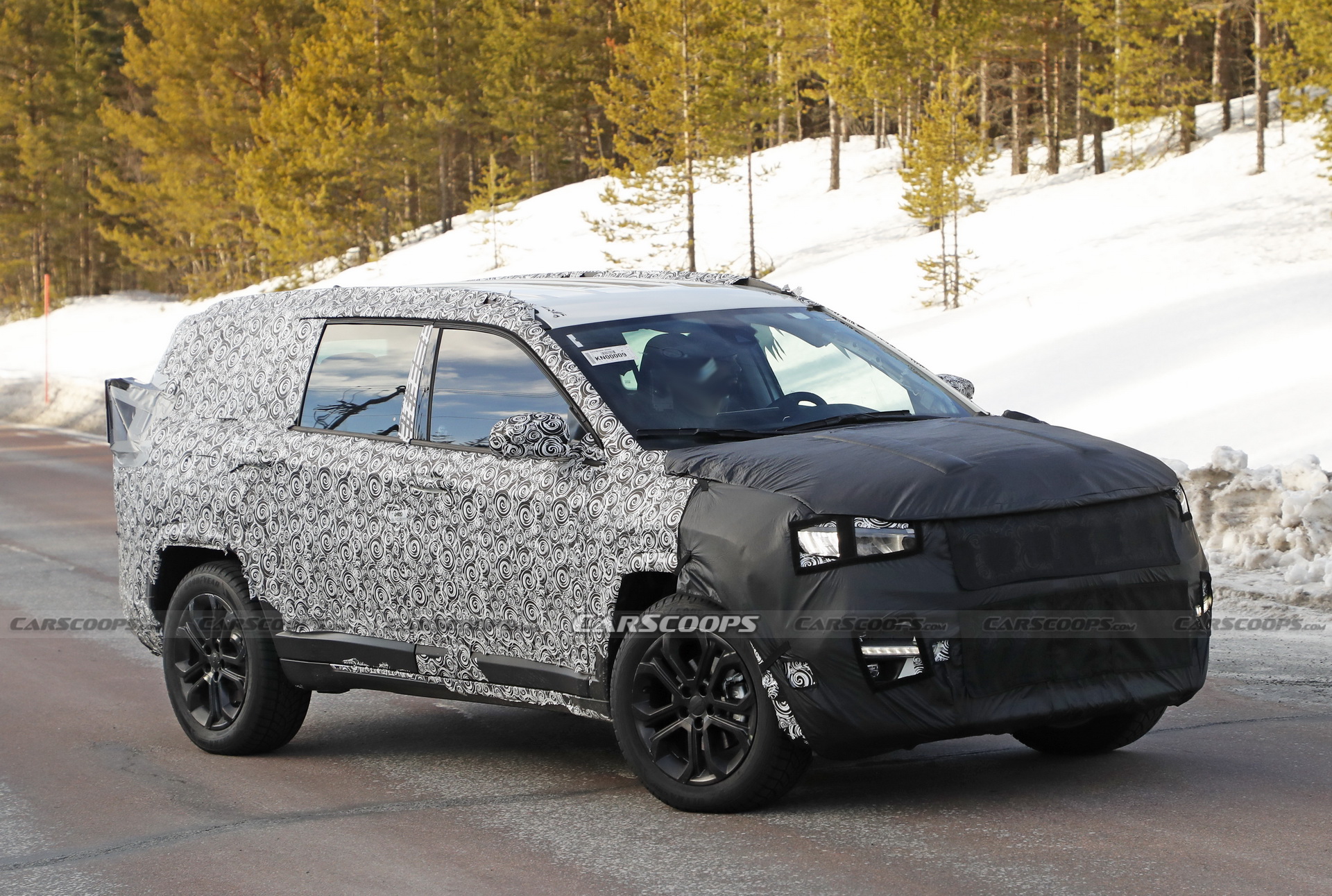 Jeep’s Compass-Based Seven-Seater Spied Testing In Northern Sweden
