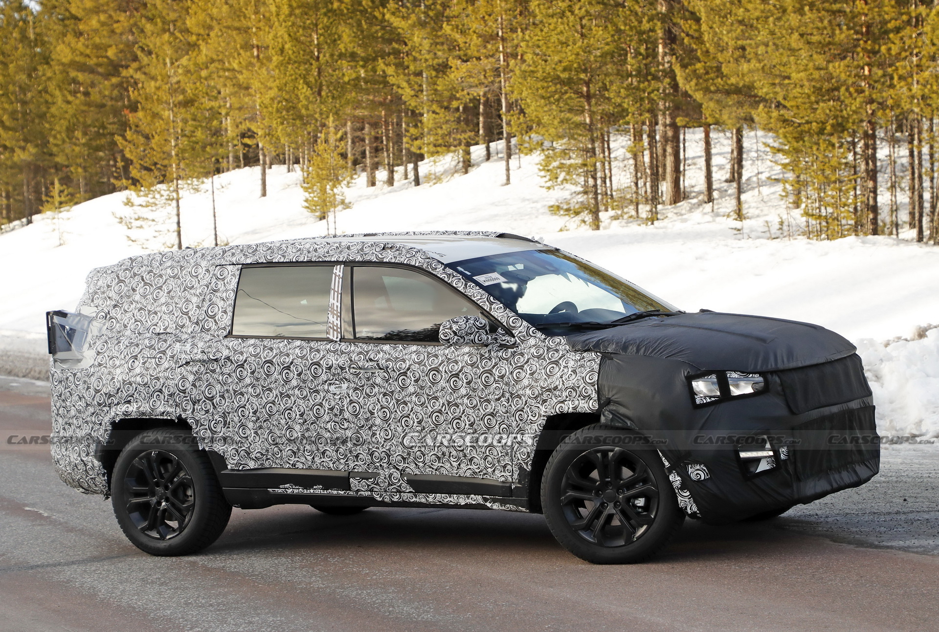 Jeep’s Compass-Based Seven-Seater Spied Testing In Northern Sweden