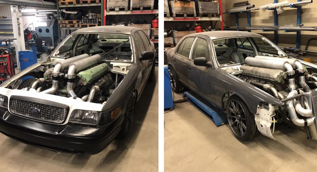  This Ford Crown Victoria Is Getting A 27-Liter Twin-Turbo V12 From A Tank