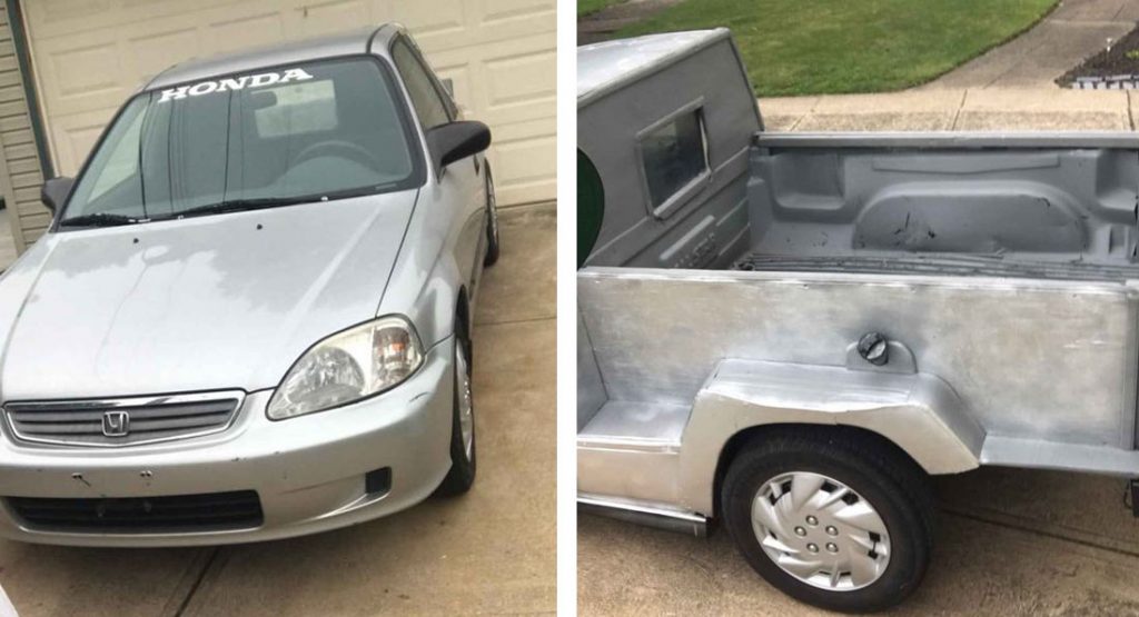  Home-Made Honda Civic Pickup Looks Weird – And A Bit Rough Around The Edges