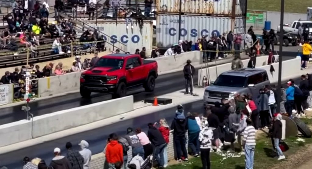  Ram TRX Owner Drag Racing A Ford Flex Was In For Quite A Surprise