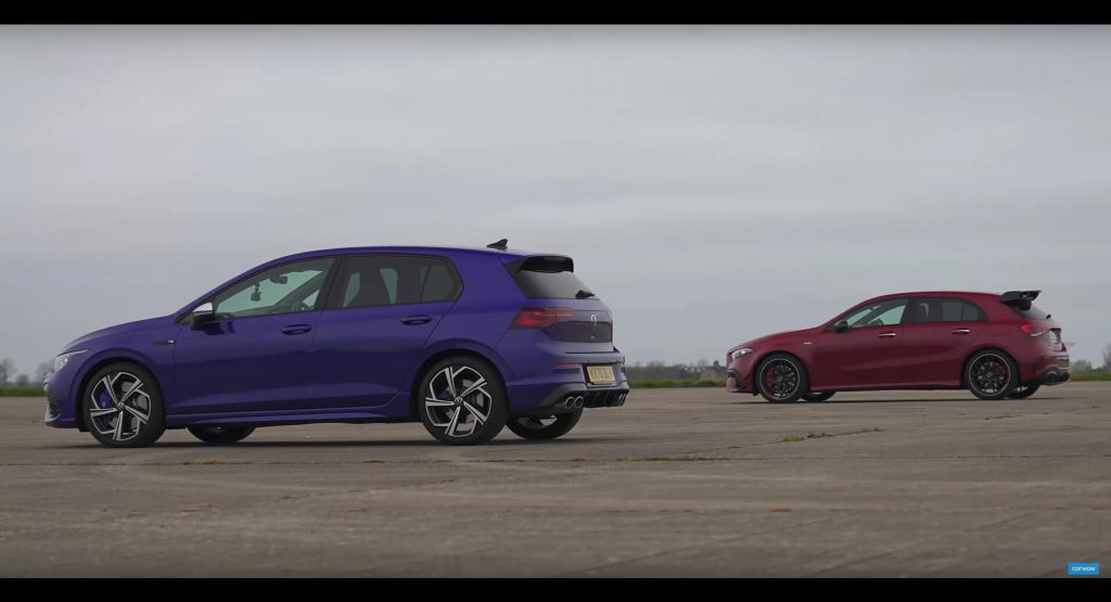  New VW Golf R Dares Challenge The Mercedes-AMG A45 S In A Straight Line Fight