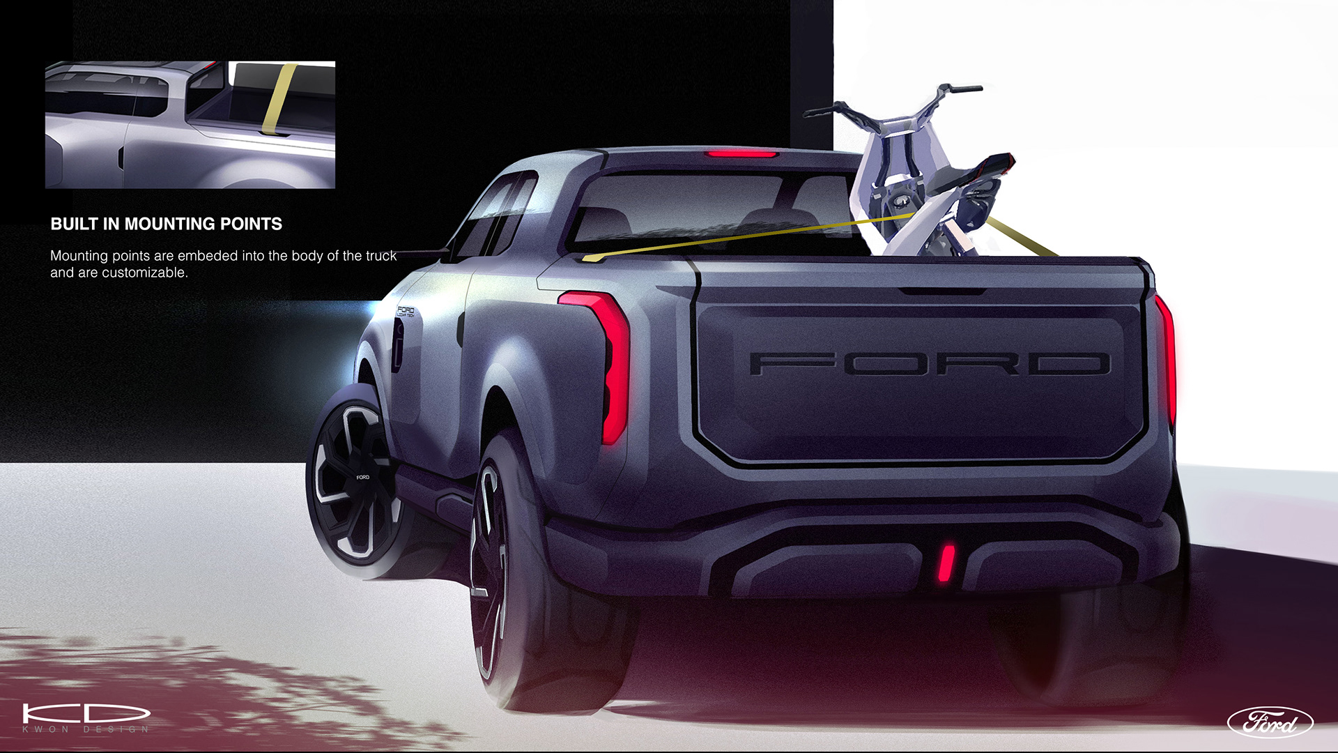 The Ford E-100 Is A Design Student’s Proposal For A Small Electric Pickup For The City