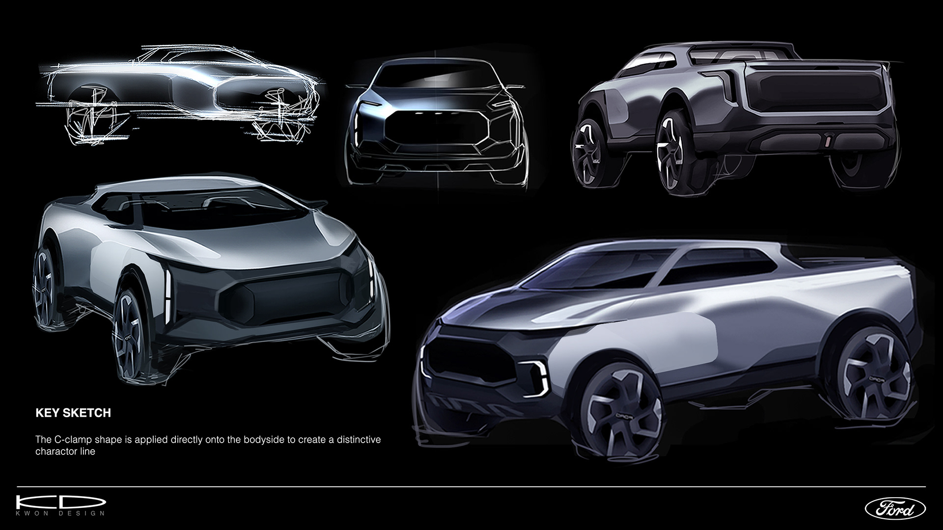 The Ford E-100 Is A Design Student’s Proposal For A Small Electric Pickup For The City