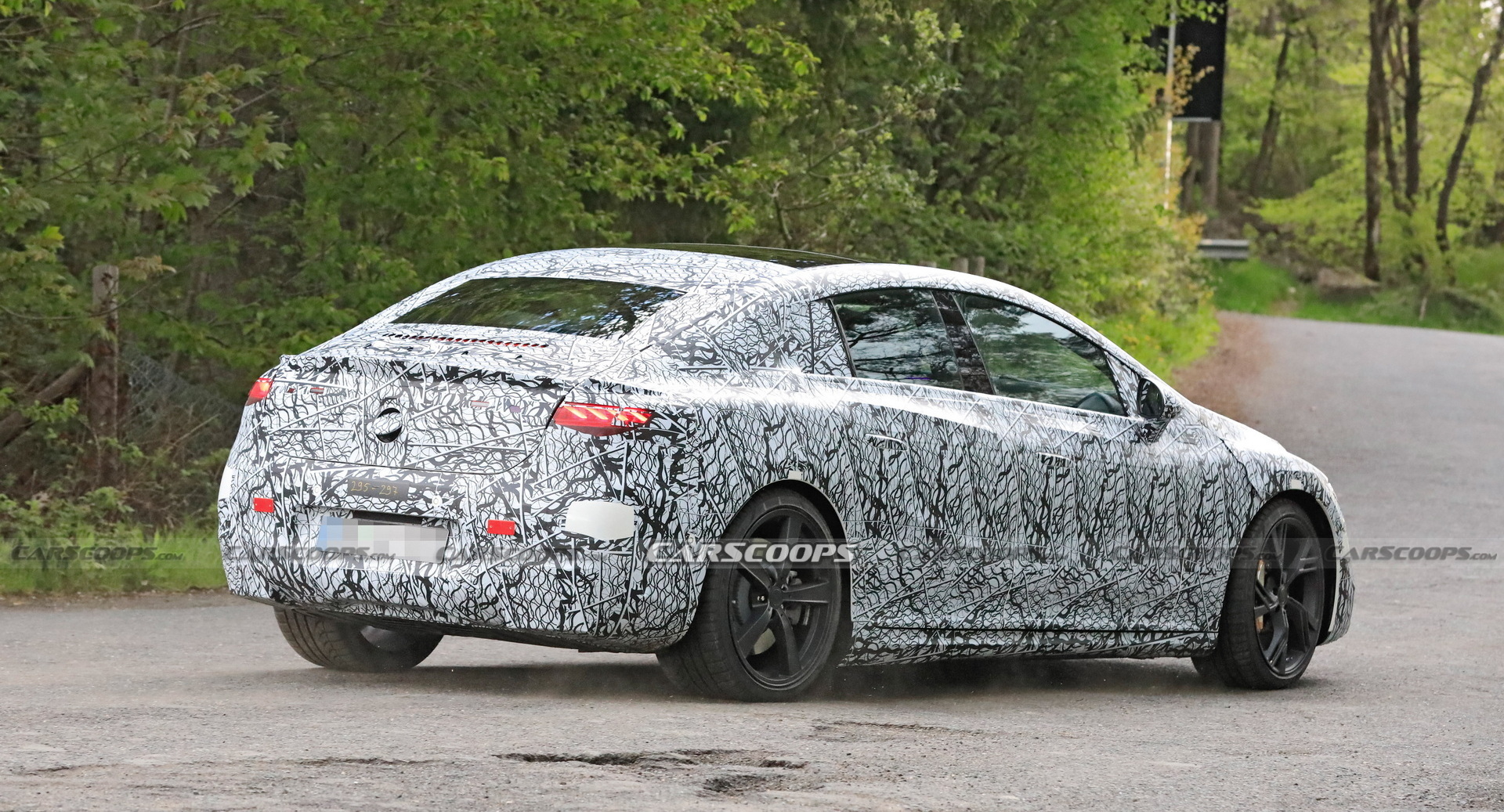 Electric Mercedes AMG EQE Shows Up At The Nurburgring For The First Time