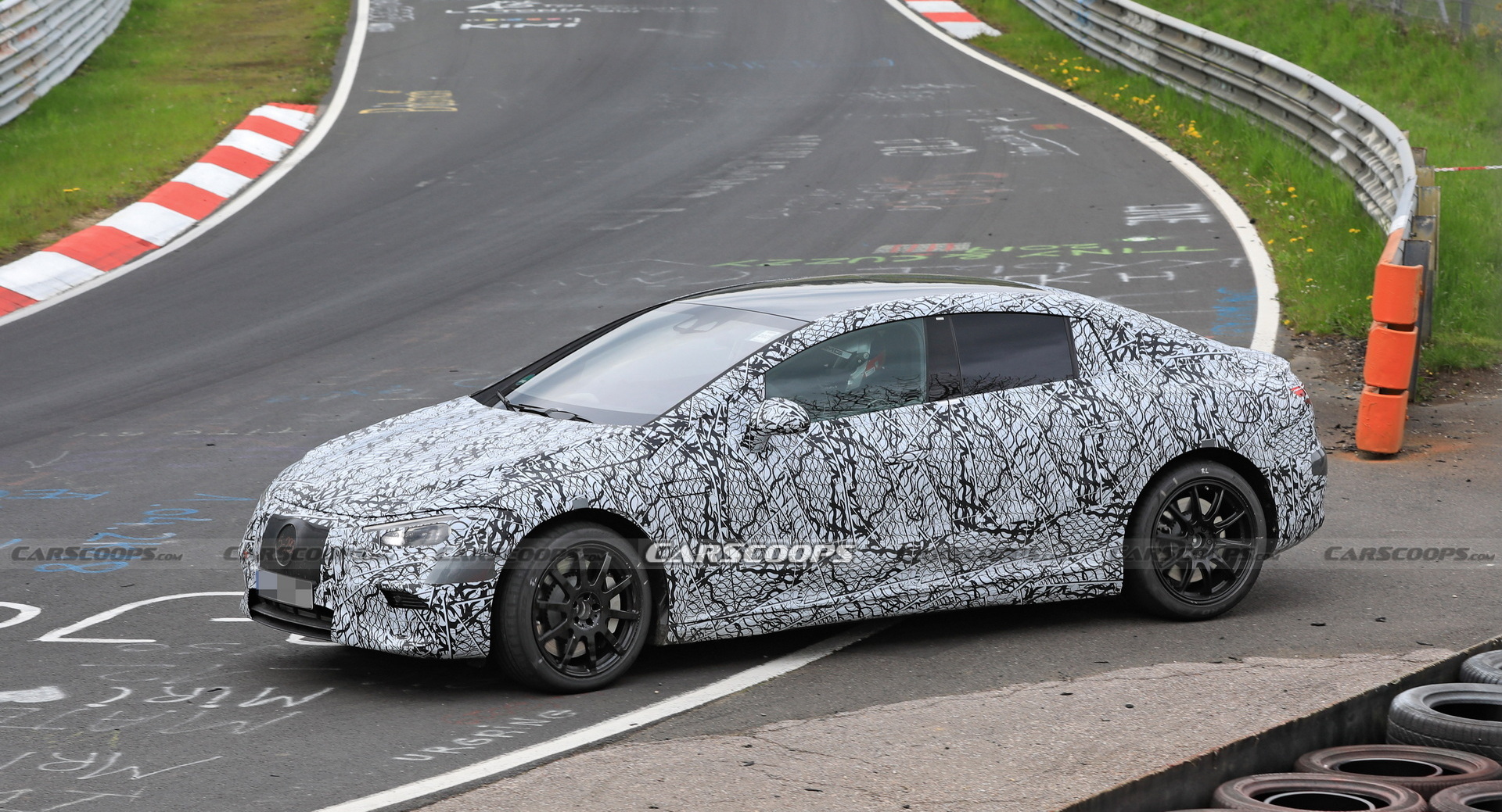 Electric Mercedes AMG EQE Shows Up At The Nurburgring For The First Time