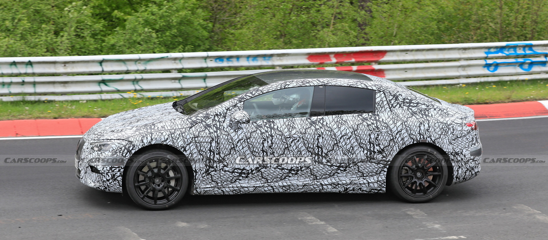 Electric Mercedes AMG EQE Shows Up At The Nurburgring For The First Time