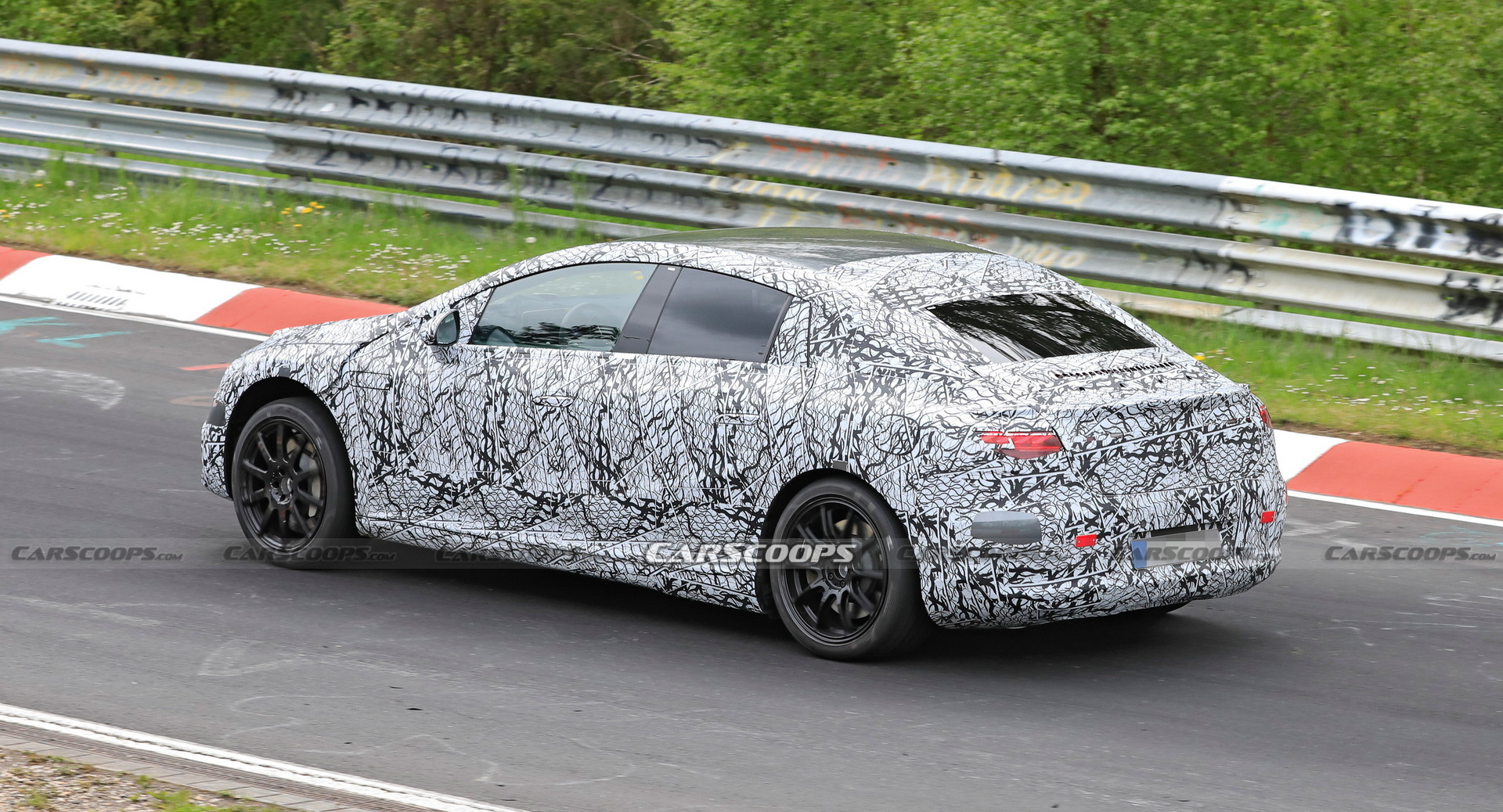 Electric Mercedes AMG EQE Shows Up At The Nurburgring For The First Time