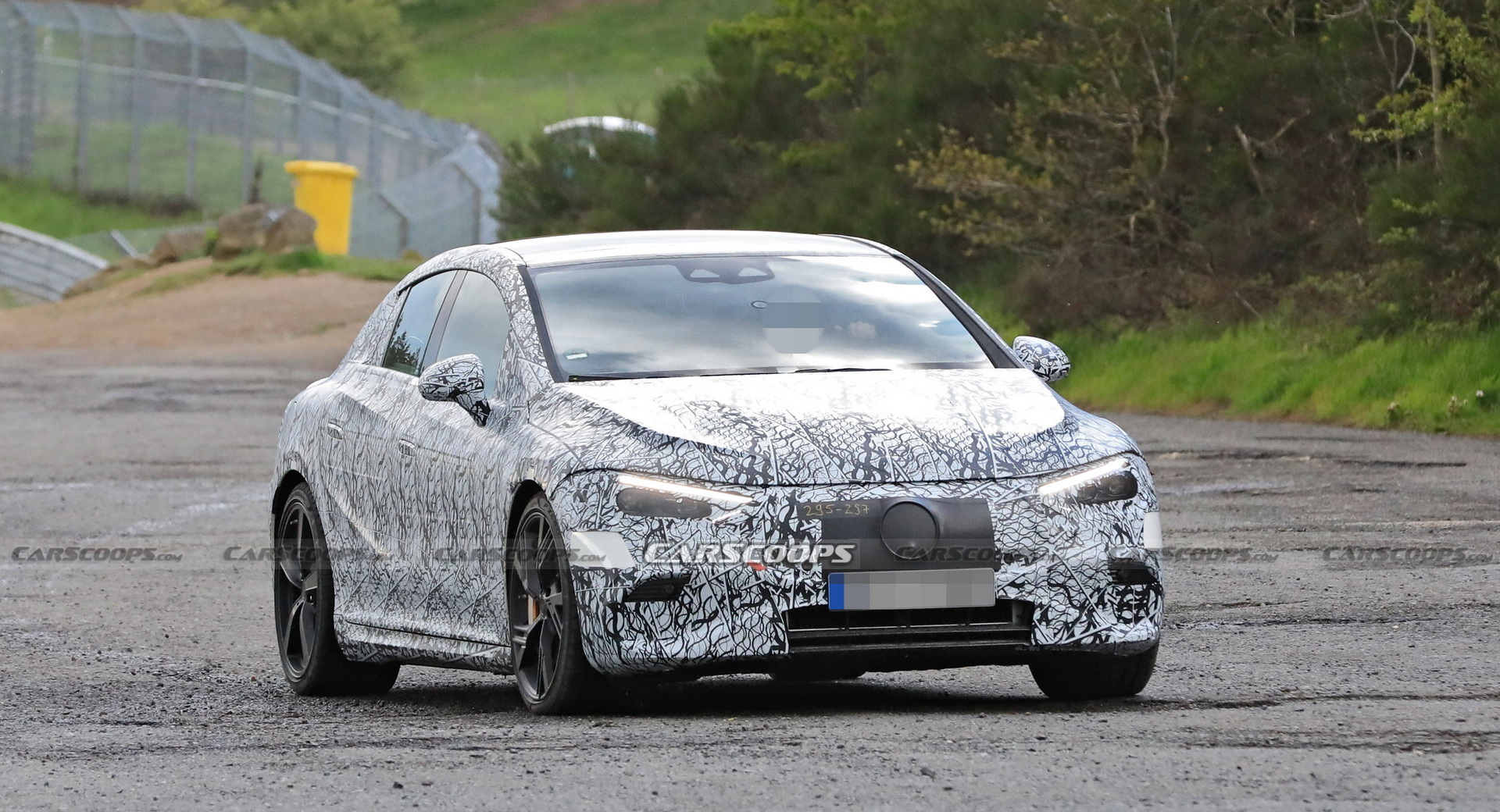 Electric Mercedes AMG EQE Shows Up At The Nurburgring For The First Time