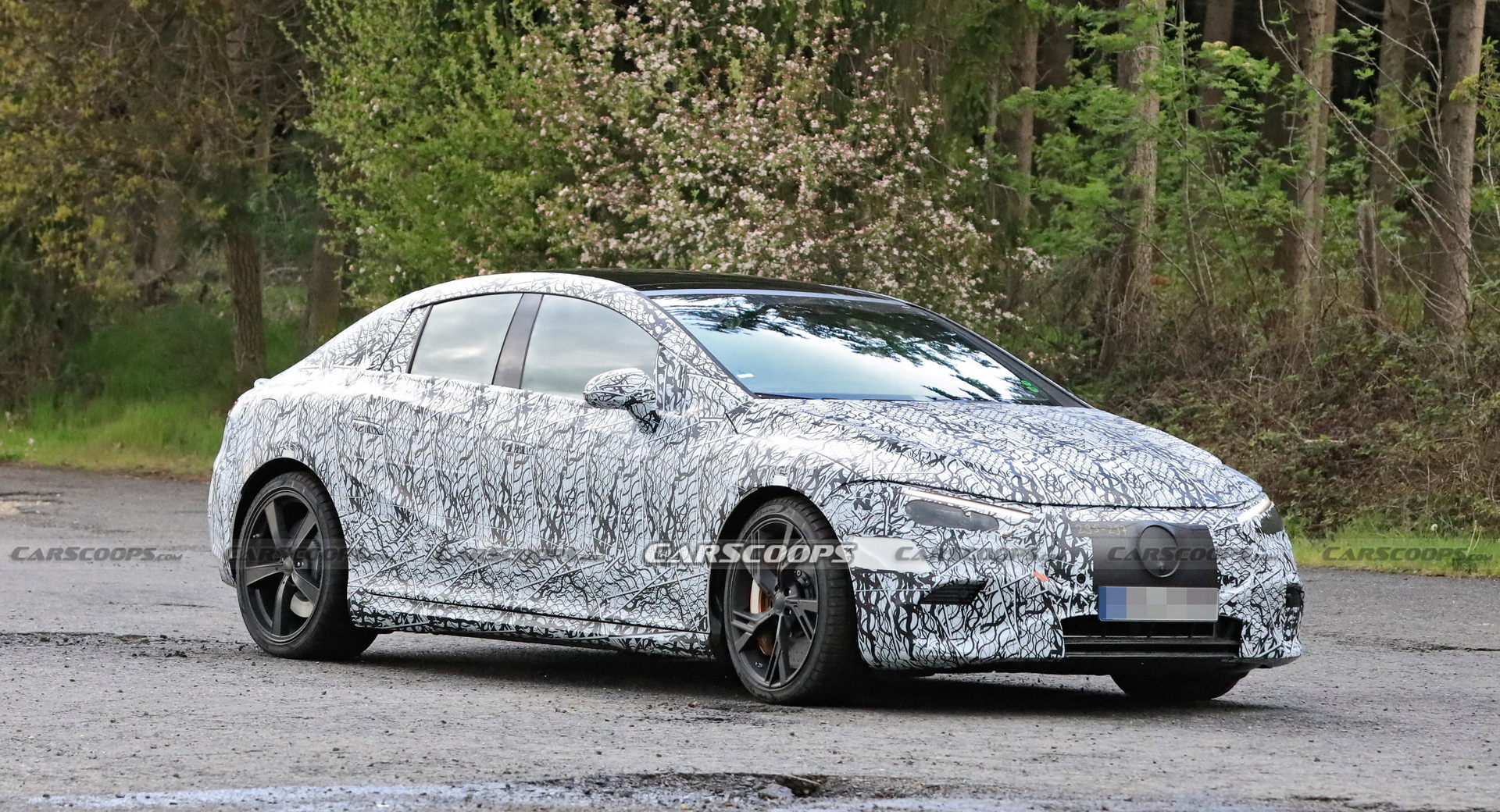 Electric Mercedes AMG EQE Shows Up At The Nurburgring For The First Time