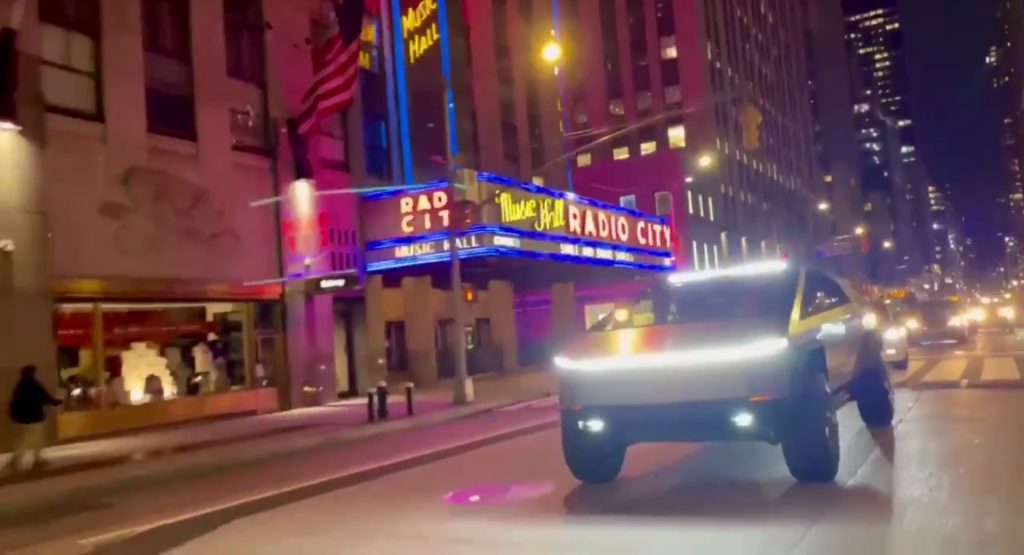  Tesla Cybertruck Visits New York City As Elon Musk Appears On SNL