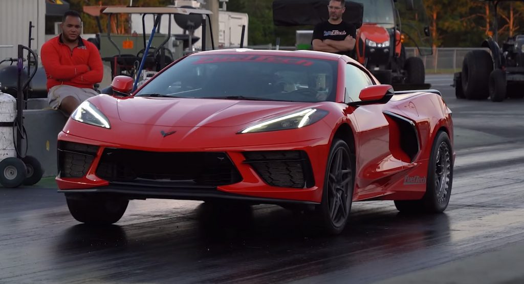  Twin-Turbo C8 Corvette Pops A Wheelie While Screaming Down The Quarter-Mile