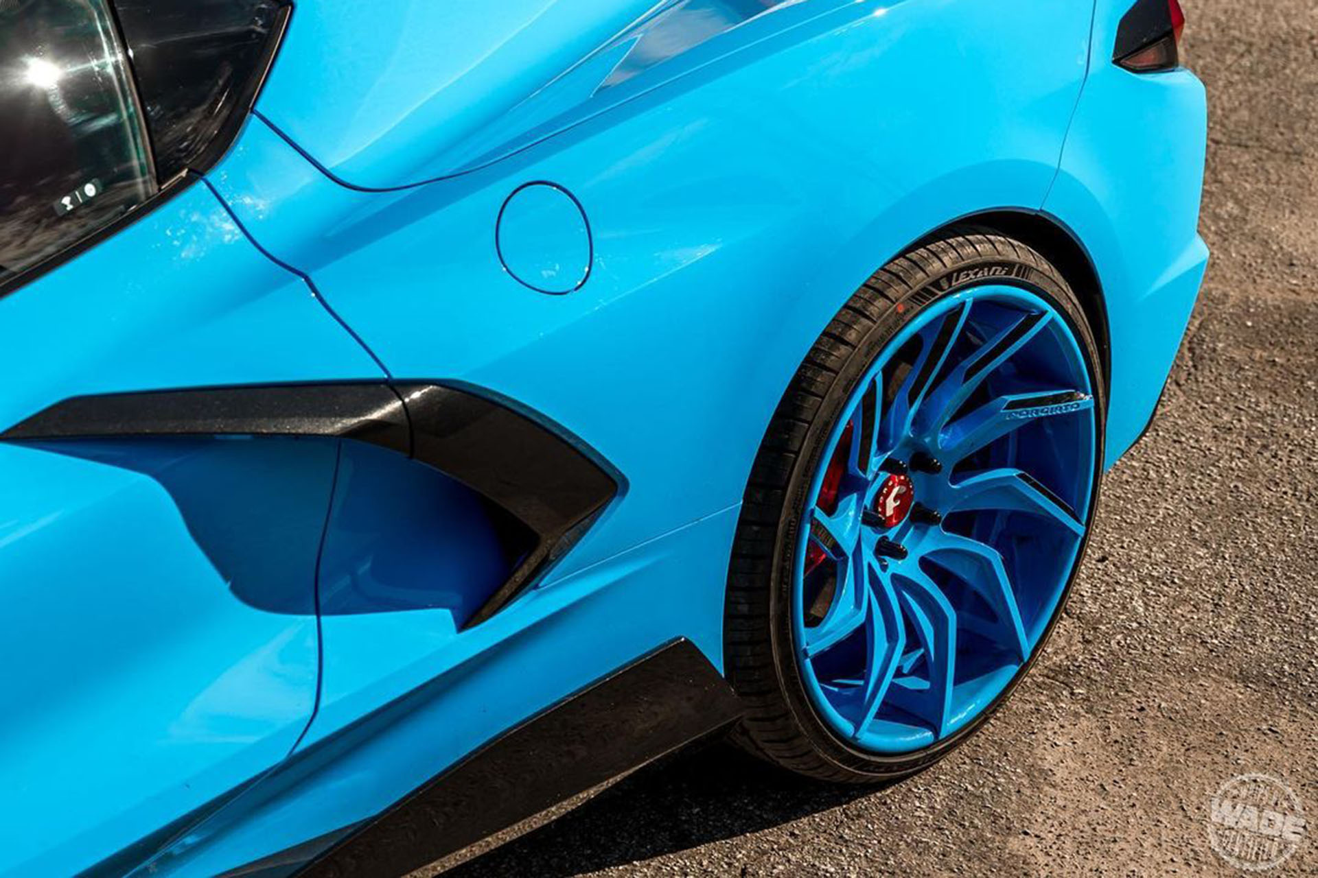 Rapid Blue C8 Corvette Looks Nice; Its Color-Matched Wheels, Not So Much