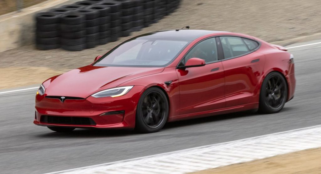 Download A Tesla Model S Plaid May Have Lapped Laguna Seca In A Record For Evs 1 29 9 Carscoops