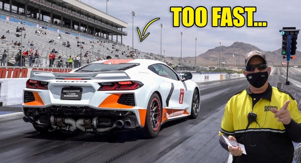  9-Sec Quarter Mile Corvette C8 Kicked Out Of Drag Race For Being Too Fast