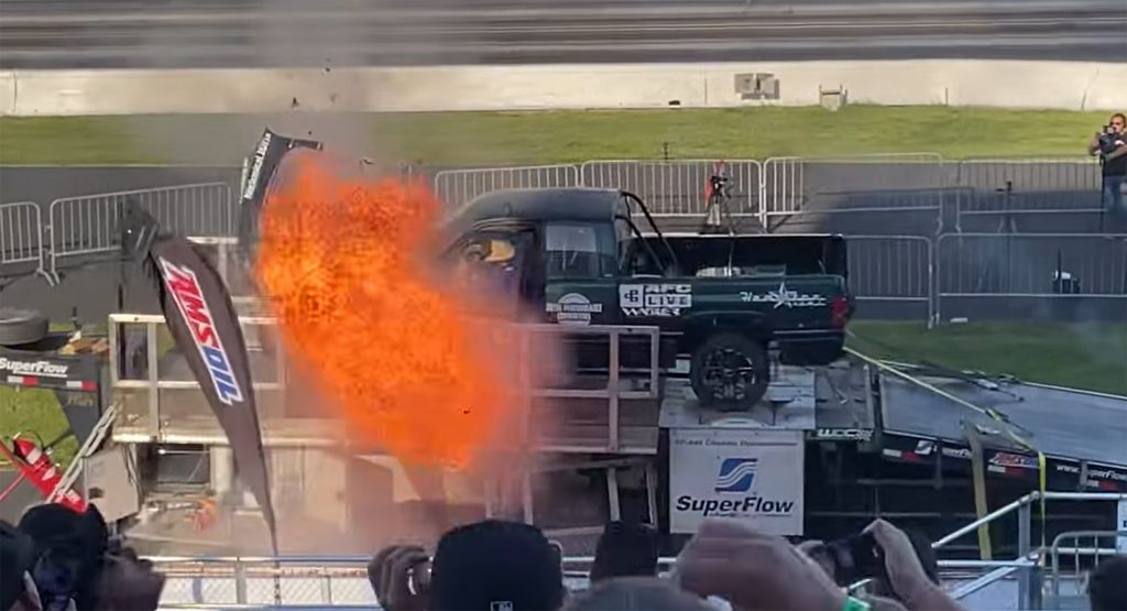 Truck’s Engine Explodes During Dyno Run, Sends Pistons Flying