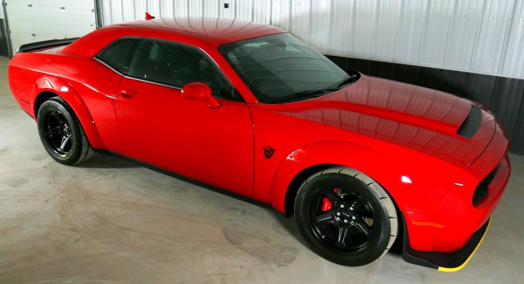  Dodge Demon With Delivery Mileage Still Has The Plastic Protectors On Its Seats