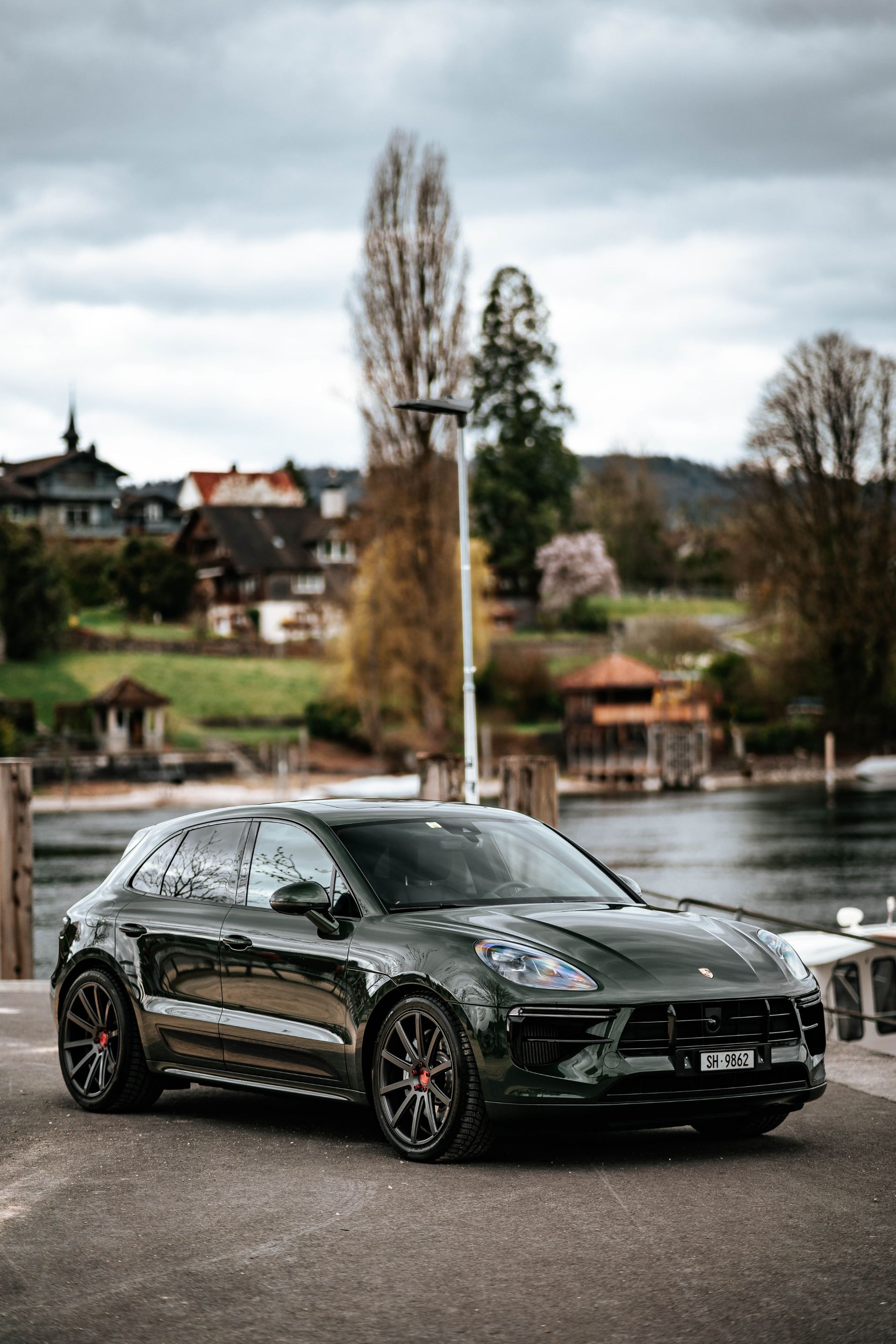 Dark Green Porsche Macan Turbo Lowers Its Off-Road Expectations With 21-in Rims