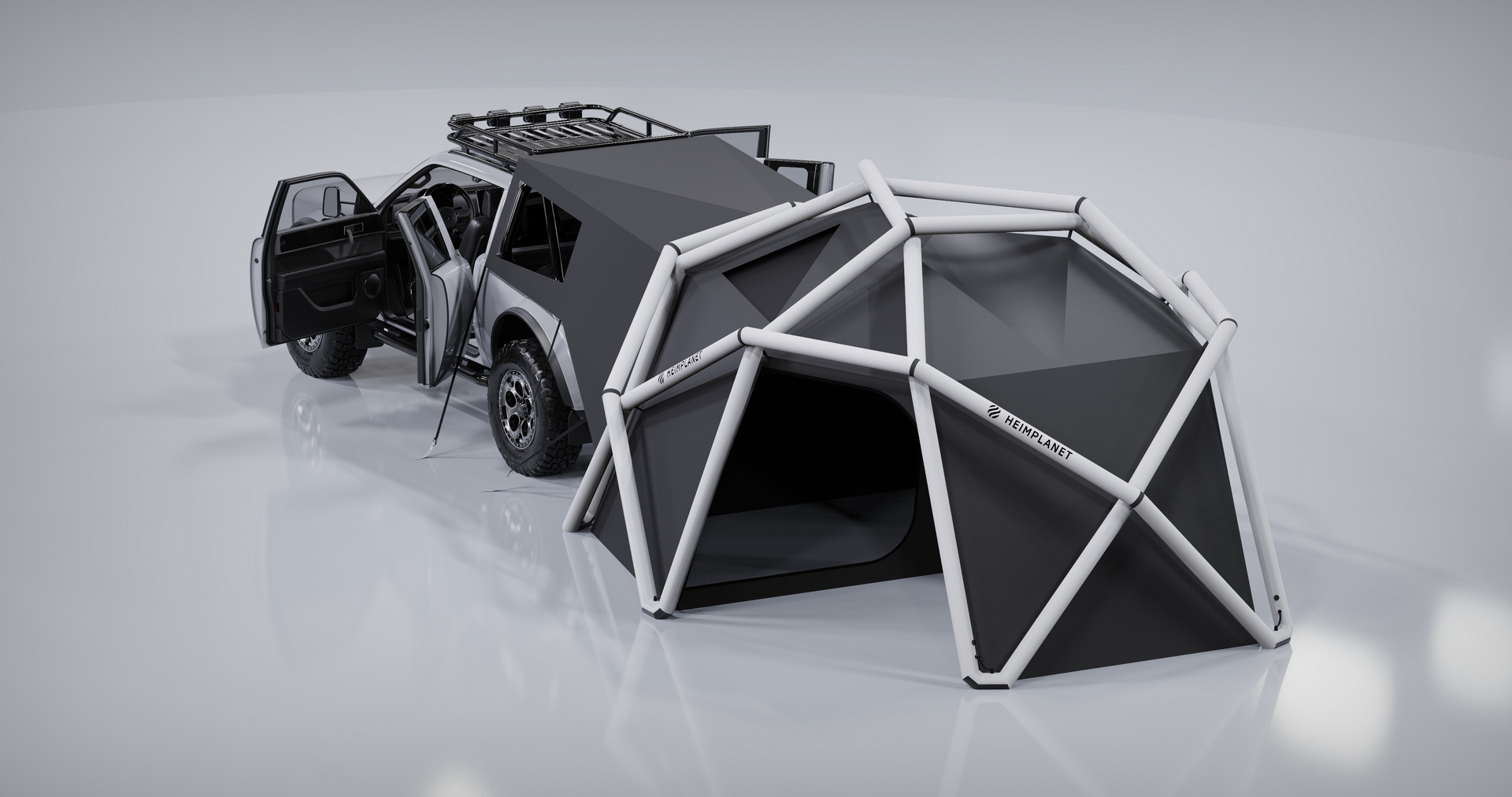 AMC Wolf+ Electric Pickup Won’t Come Until 2023, But It’s Got A Geodesic Tent