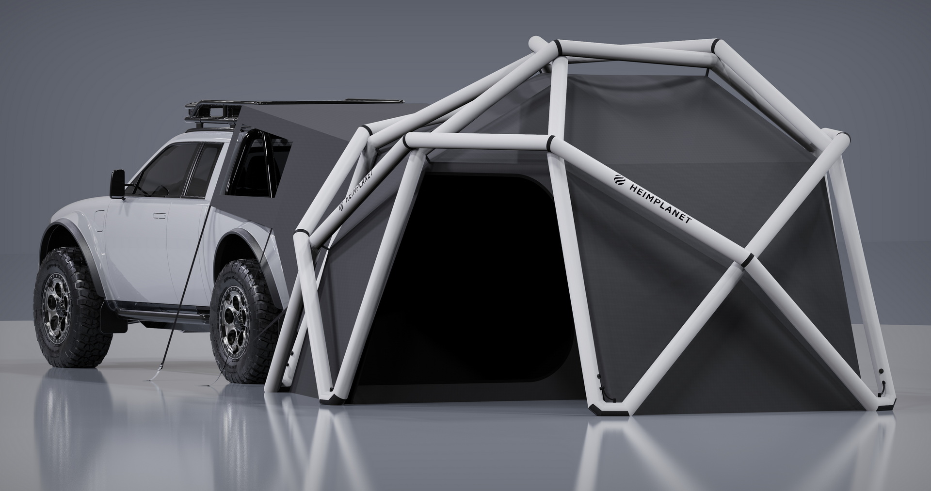 AMC Wolf+ Electric Pickup Won’t Come Until 2023, But It’s Got A Geodesic Tent