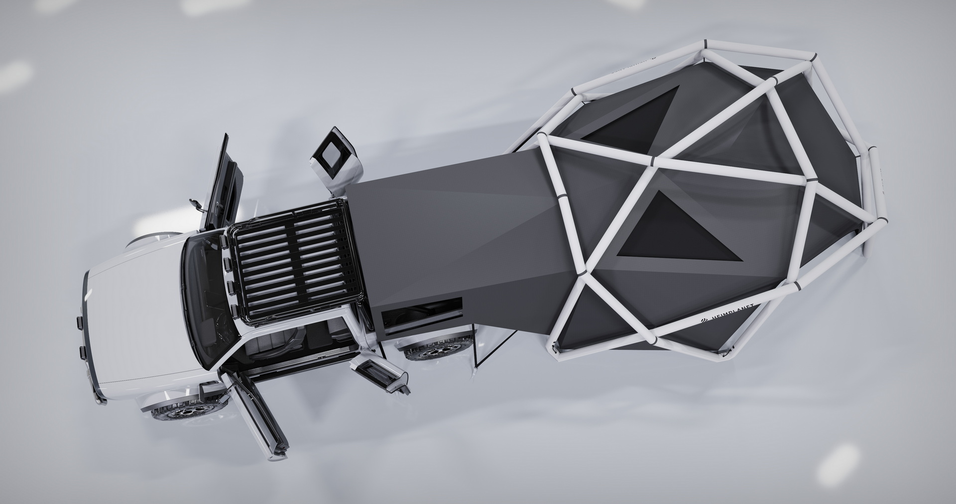 AMC Wolf+ Electric Pickup Won’t Come Until 2023, But It’s Got A Geodesic Tent