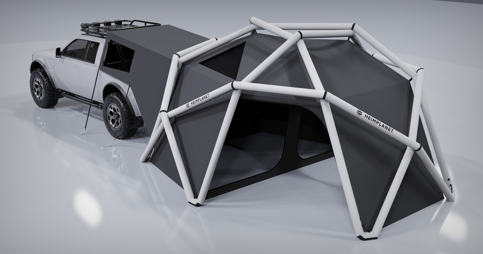 AMC Wolf+ Electric Pickup Won’t Come Until 2023, But It’s Got A Geodesic Tent