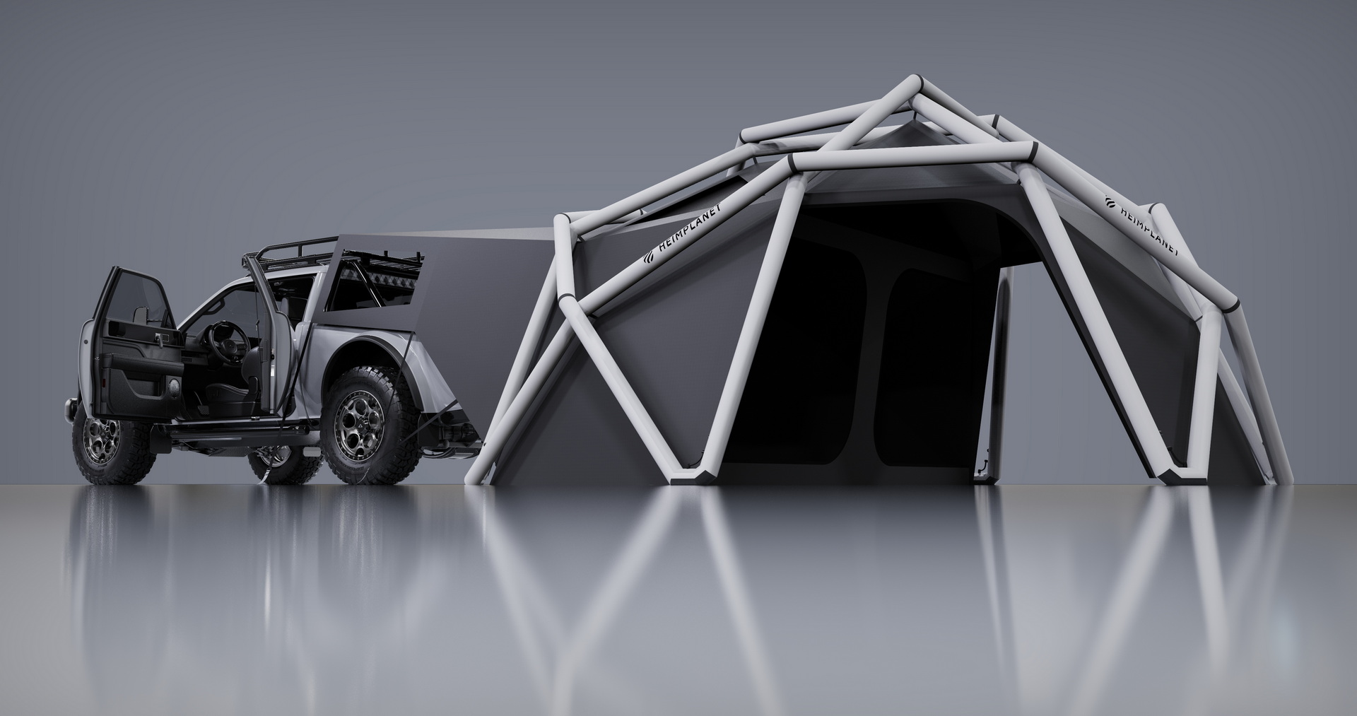 AMC Wolf+ Electric Pickup Won’t Come Until 2023, But It’s Got A Geodesic Tent