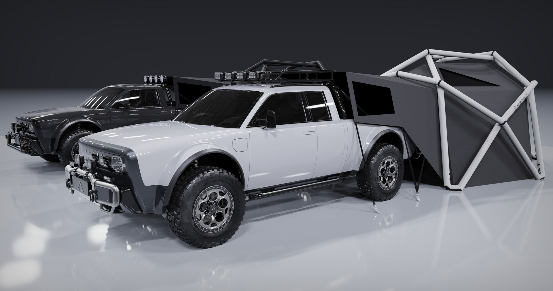 AMC Wolf+ Electric Pickup Won’t Come Until 2023, But It’s Got A Geodesic Tent