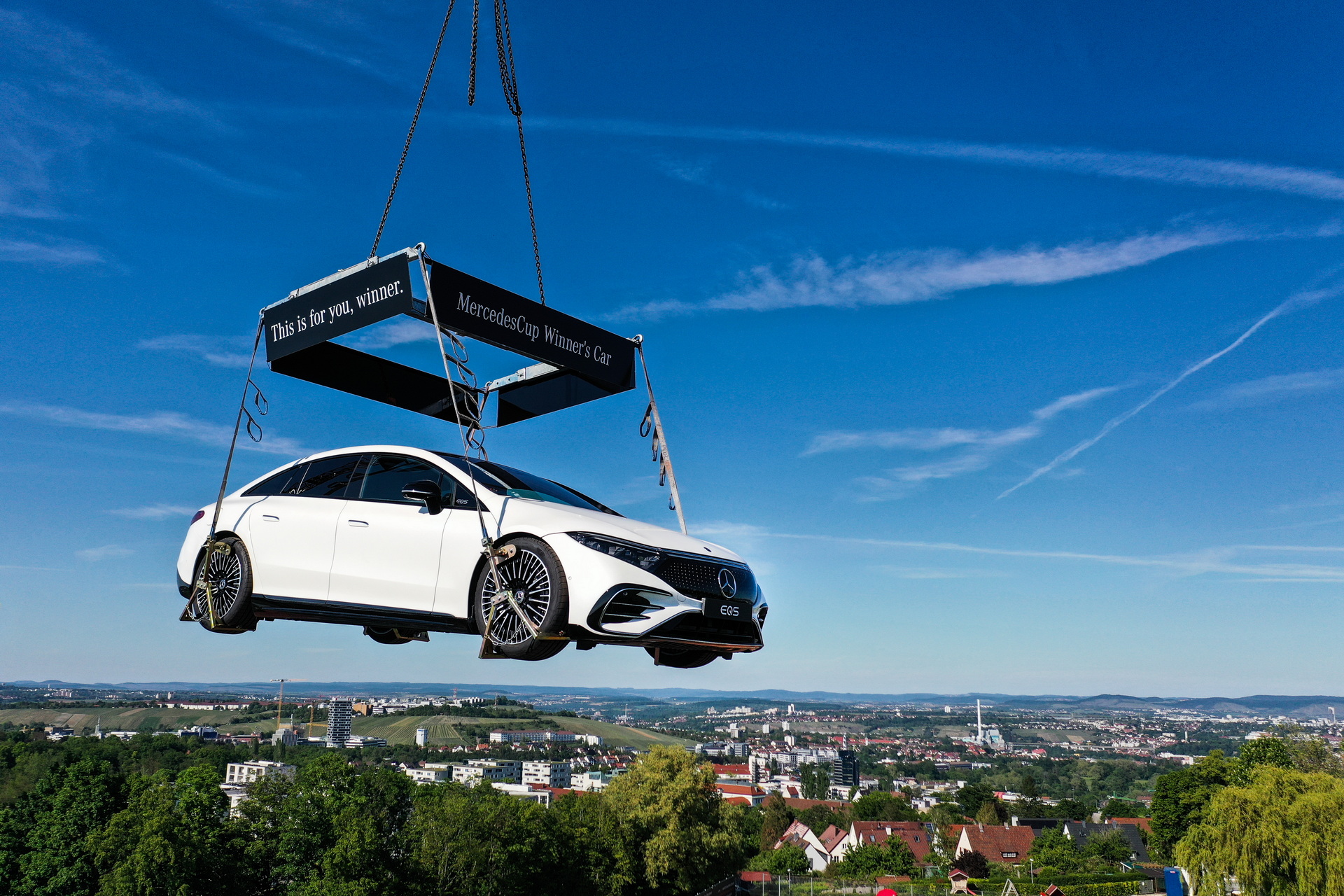 A Mercedes-Benz EQS Will Be Dangling On Top Of Stuttgart Tennis Tournament