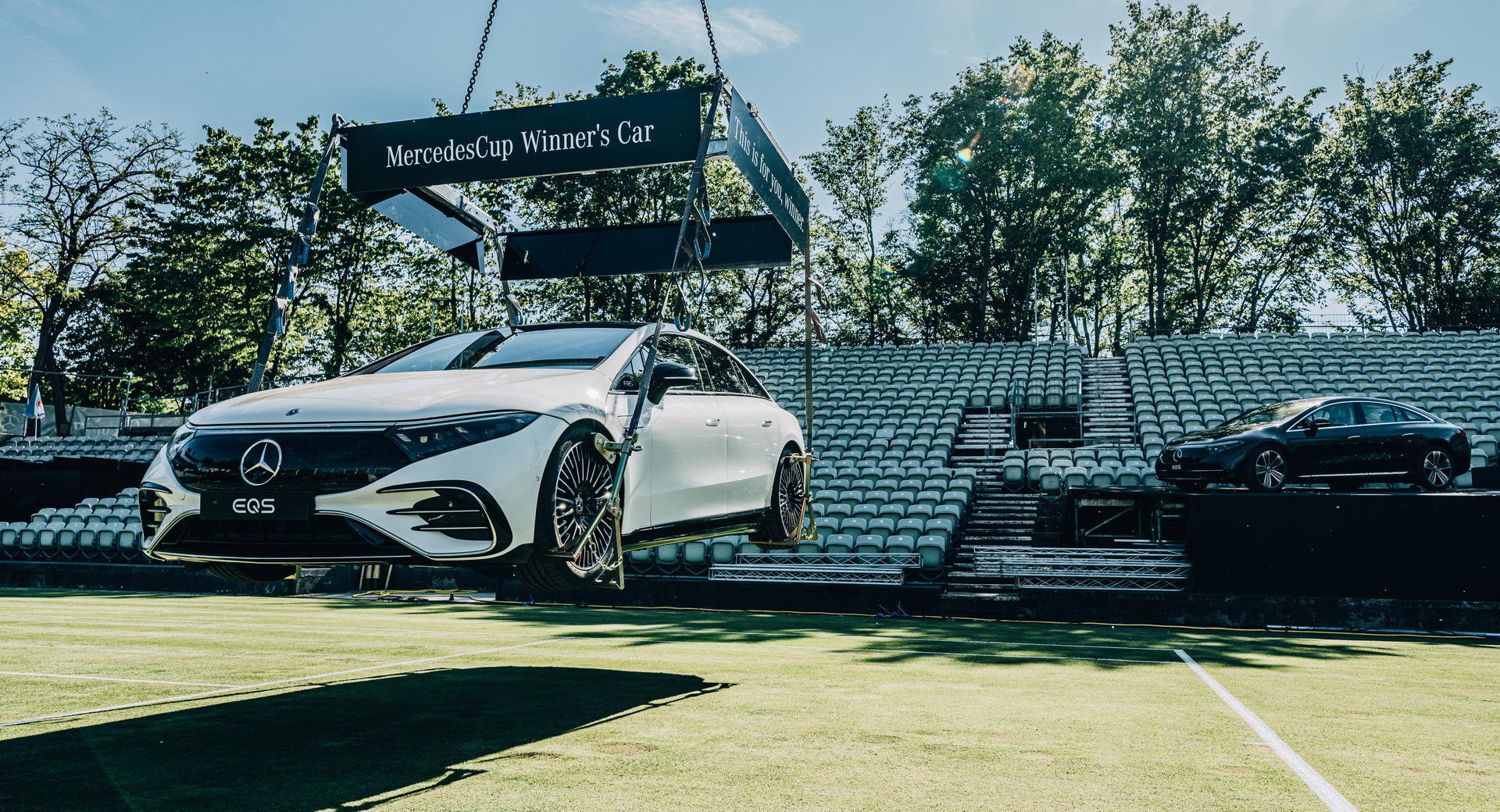 A Mercedes-Benz EQS Will Be Dangling On Top Of Stuttgart Tennis Tournament