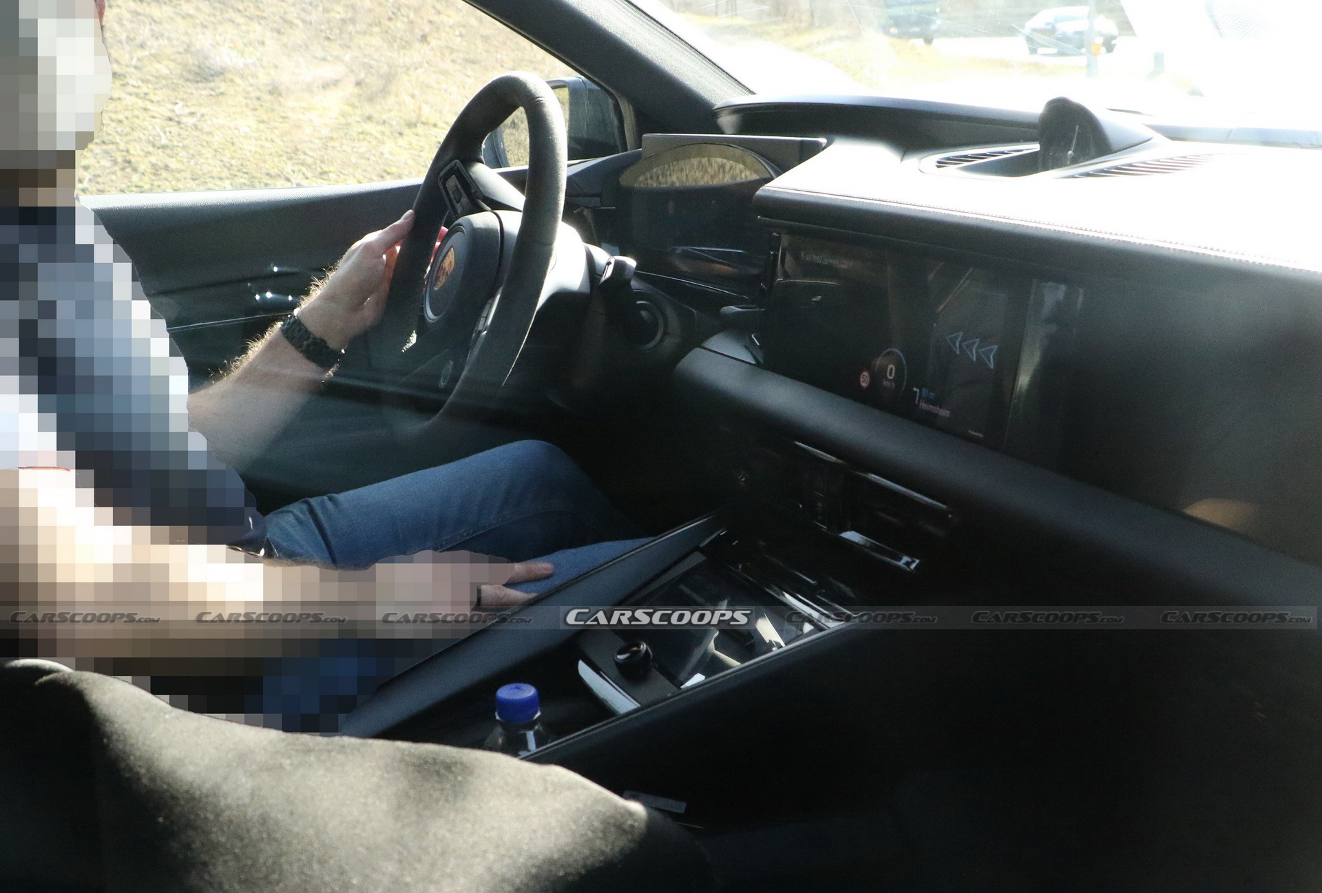 Fully Electric 2023 Porsche Macan Spied Showing Its Sexy Roofline And Digital Dashboard