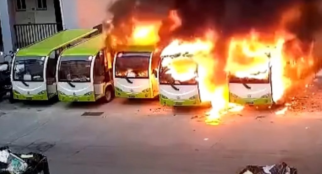 Electric Bus In China Erupts In Fire That Spreads To Four Others