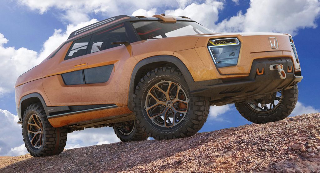 Designer Creates A Honda Ridgeline Electric Pickup For The Future