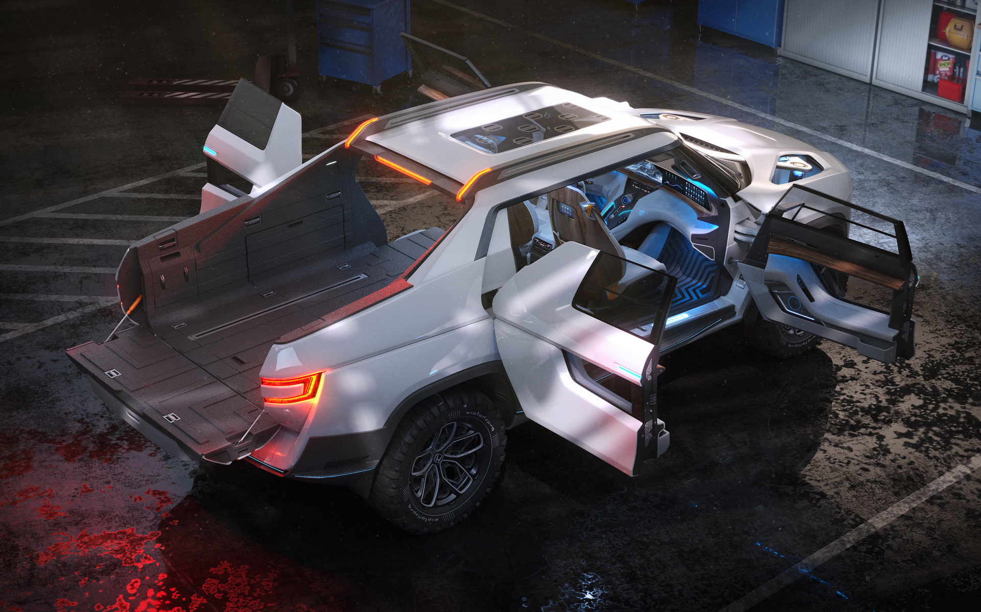 Designer Creates A Honda Ridgeline Electric Pickup For The Future